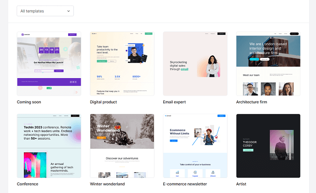 20 landing page templates