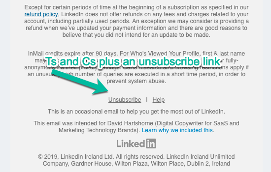 LinkedIn Unsubscribe Link Transactional vs Marketing Email