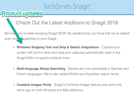 TechSmith Product Updates Transactional vs Marketing Email
