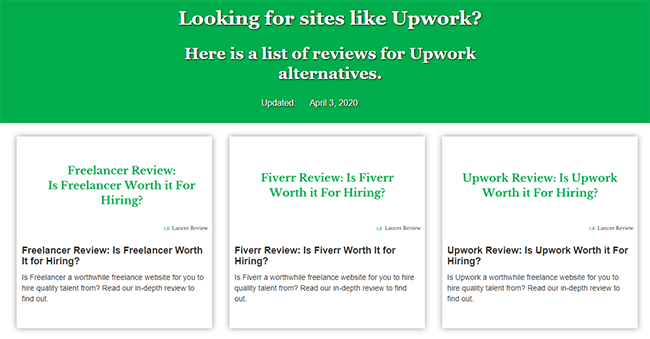 Upwork curates review articles