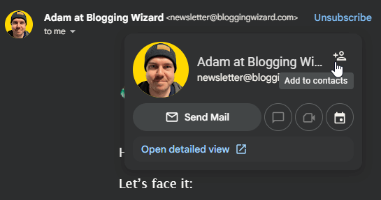 gmail add to contacts